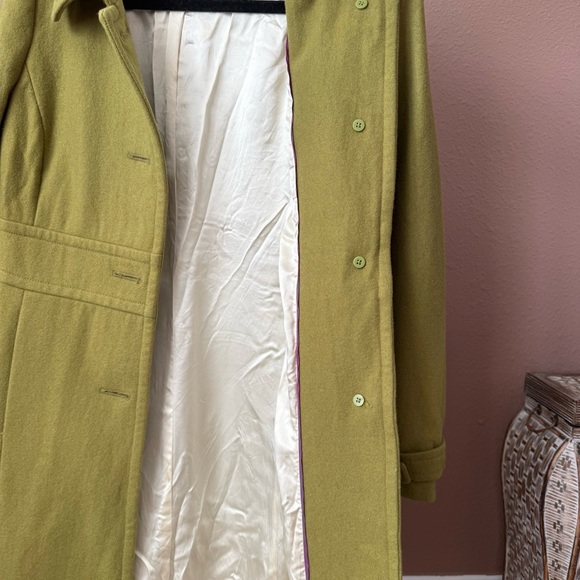 J. Crew 100% Wool Olive Coat with Plum Details and Scarf - Picture 16 of 16